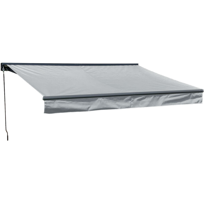 foto del prodotto tenda saule 2,95 2,5 m con semicupio tessuto grigio e struttura grigia