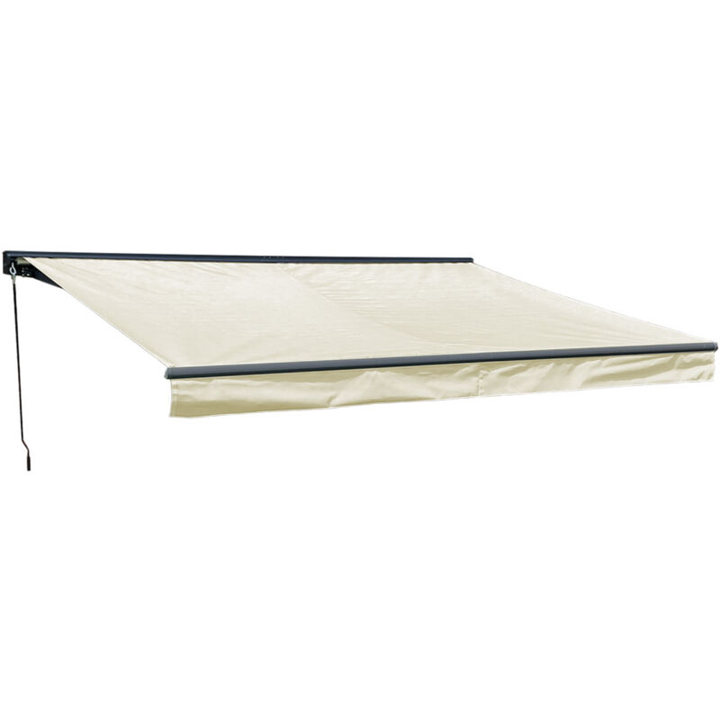 foto del prodotto tenda saule 3,95 3 m con semicupio tessuto beige e struttura grigia