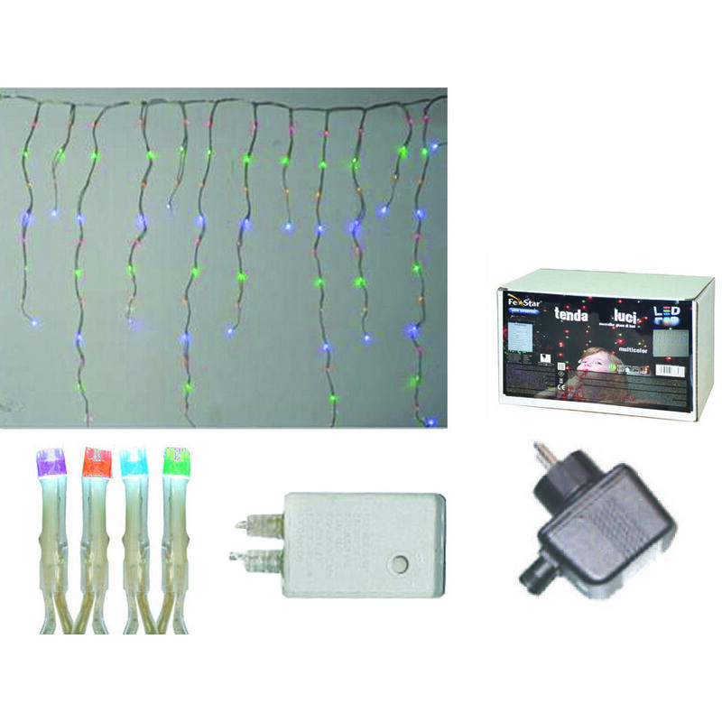 foto del prodotto tenda sfalsata 150 led multicolor per esterno con gioco luci mt.5 2,7 x 0,9