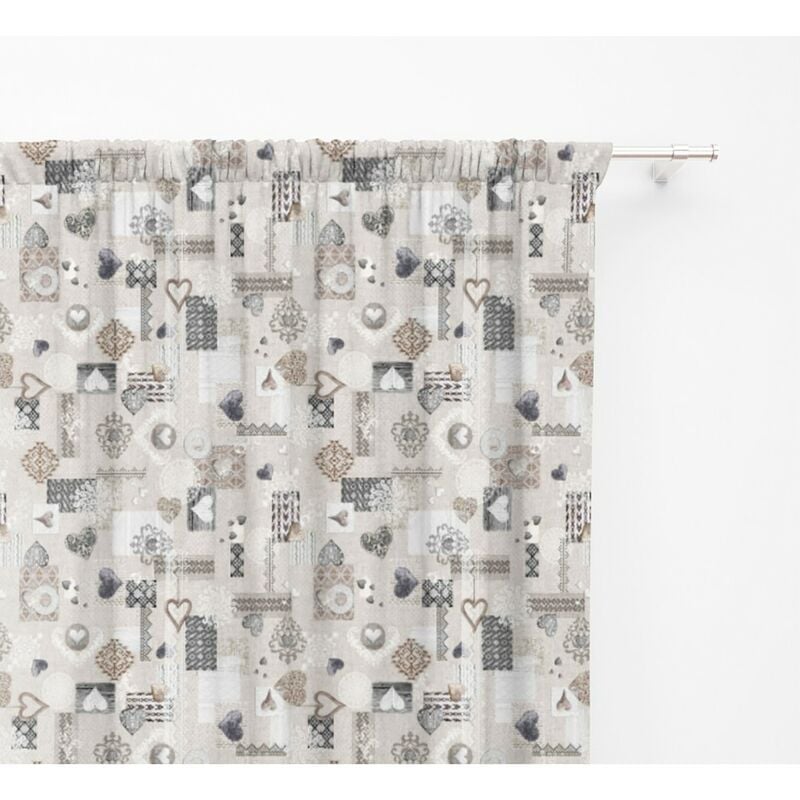 foto del prodotto tenda shabby beige cm.150x280 tirolese confezionata made in italy