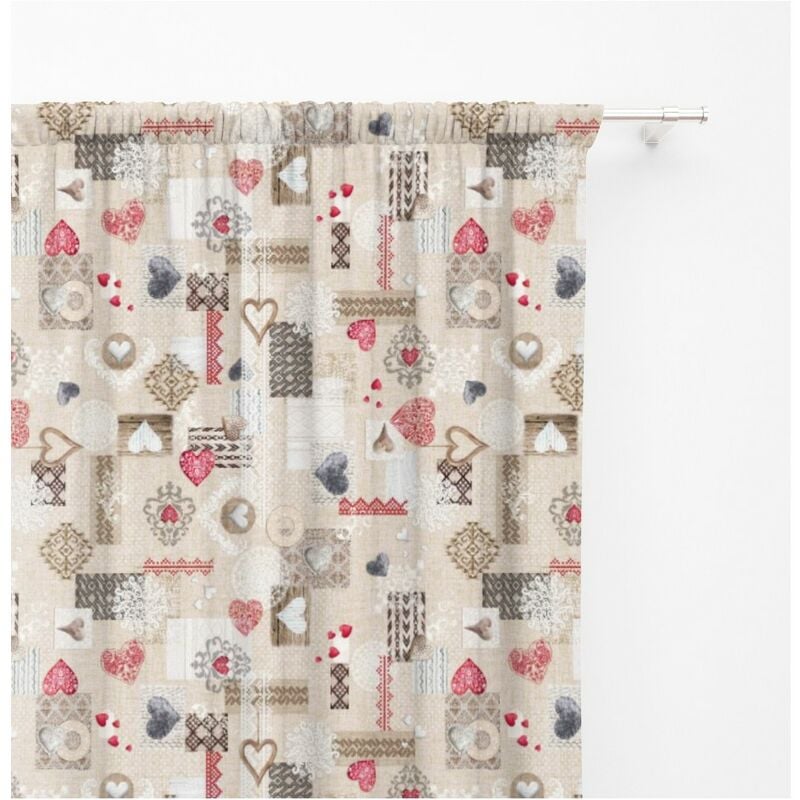 foto del prodotto tenda shabby rosso cm.150x280 tirolese confezionata made in italy