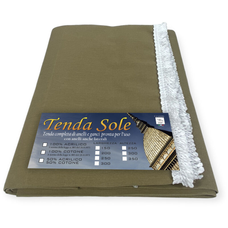 foto del prodotto tenda sole da esterno giardino balcone avana unito in acrilico confezionata in 6 misure cm. 200 x 250