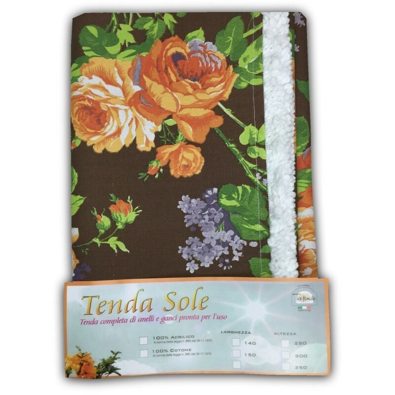 foto del prodotto tenda sole da esterno giardino balcone fiore marrone confezionata cm. 140x300
