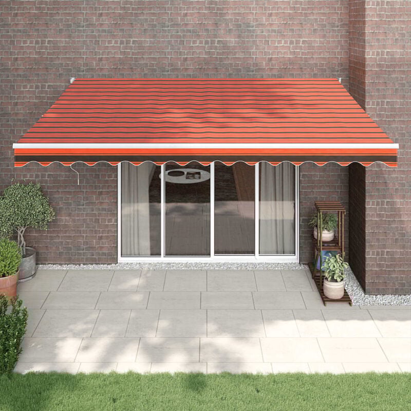 foto del prodotto tenda sole retrattile arancione marrone 4x3m tessuto alluminio