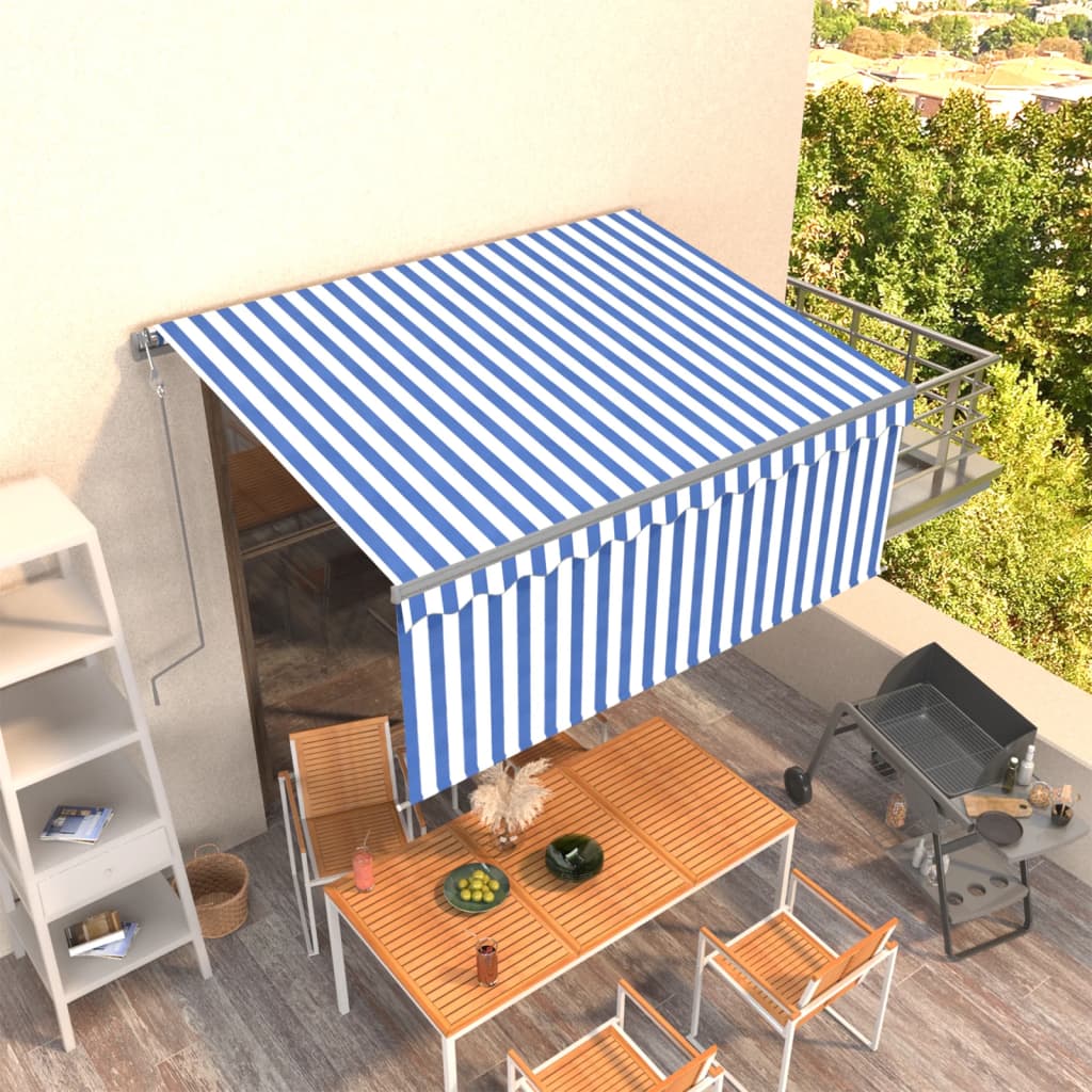 foto del prodotto tenda sole retrattile automatica parasole 3,5x2,5m blu bianco