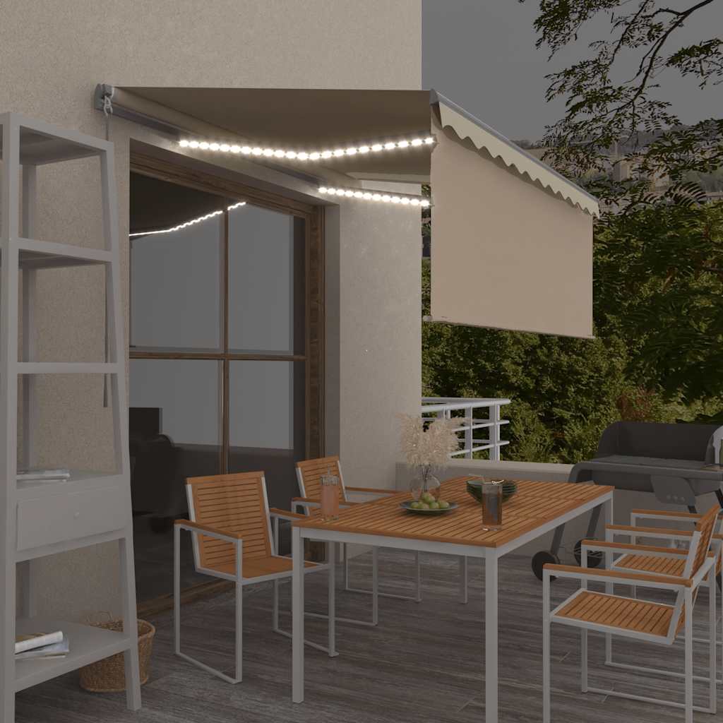 foto del prodotto tenda sole retrattile manuale parasole e led 3,5x2,5 m crema cod mxl 68624