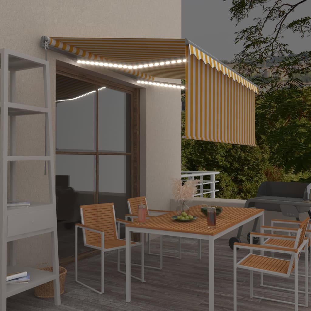 foto del prodotto tenda sole retrattile manuale parasole led 3x2,5m gialla bianca cod mxl 33079