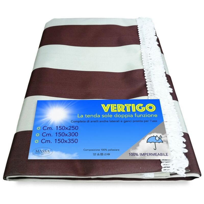 foto del prodotto tenda sole vertigo da esterno giardino balcone rigone marrone impermeabile e idrorepellente cm. 150 x 250
