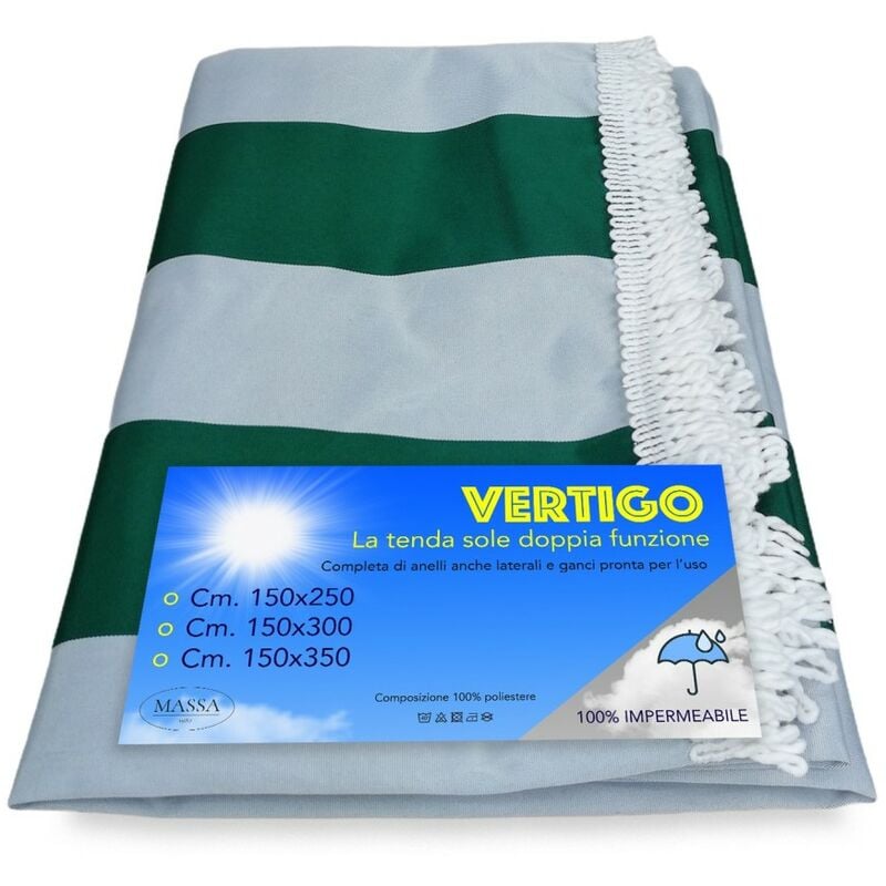 foto del prodotto tenda sole vertigo da esterno giardino balcone rigone verde impermeabile e idrorepellente cm. 150 x 350
