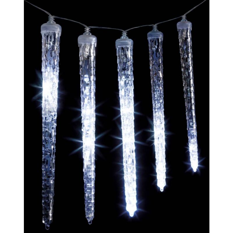foto del prodotto tenda stalattitica per esterni 10 ghiaccioli 81 led bianco freddo trasformatore feeric lights christmas