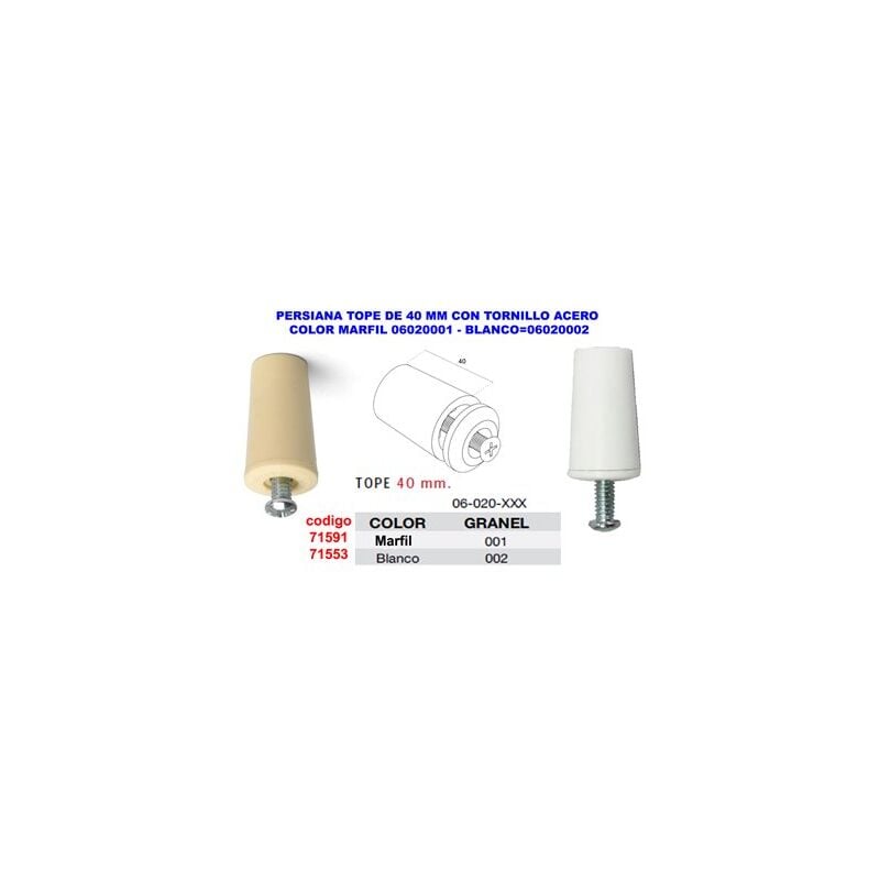 foto del prodotto tenda superiore da 40 mm con vite in acciaio bianco
