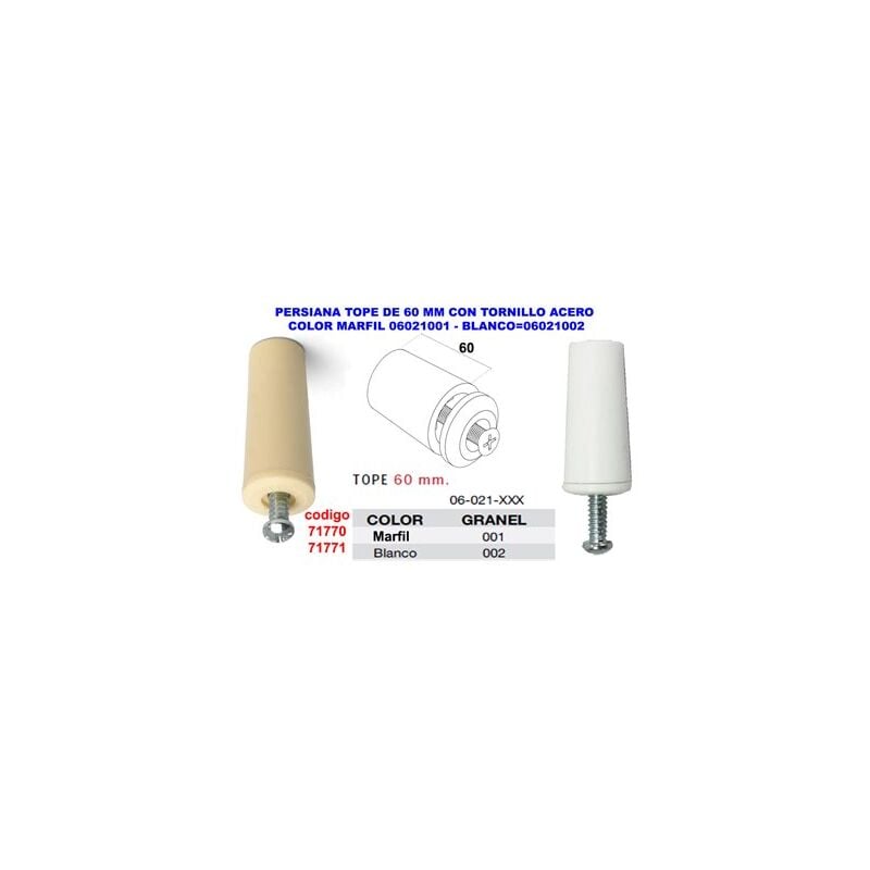foto del prodotto tenda superiore da 60 mm con vite in acciaio bianco