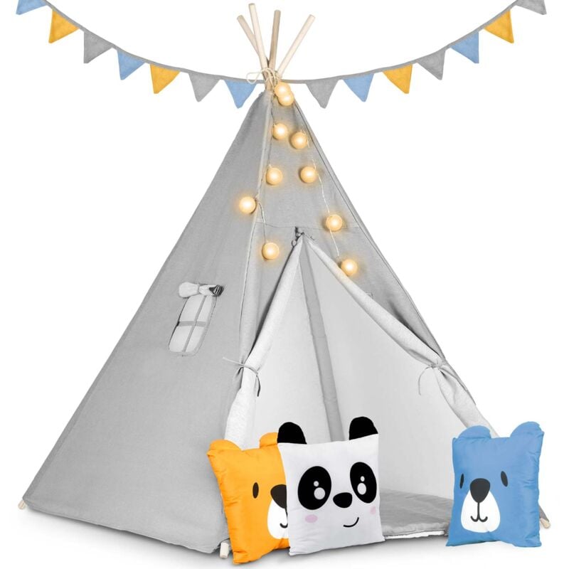 foto del prodotto tenda teepee per bambini con luci nukido grigia