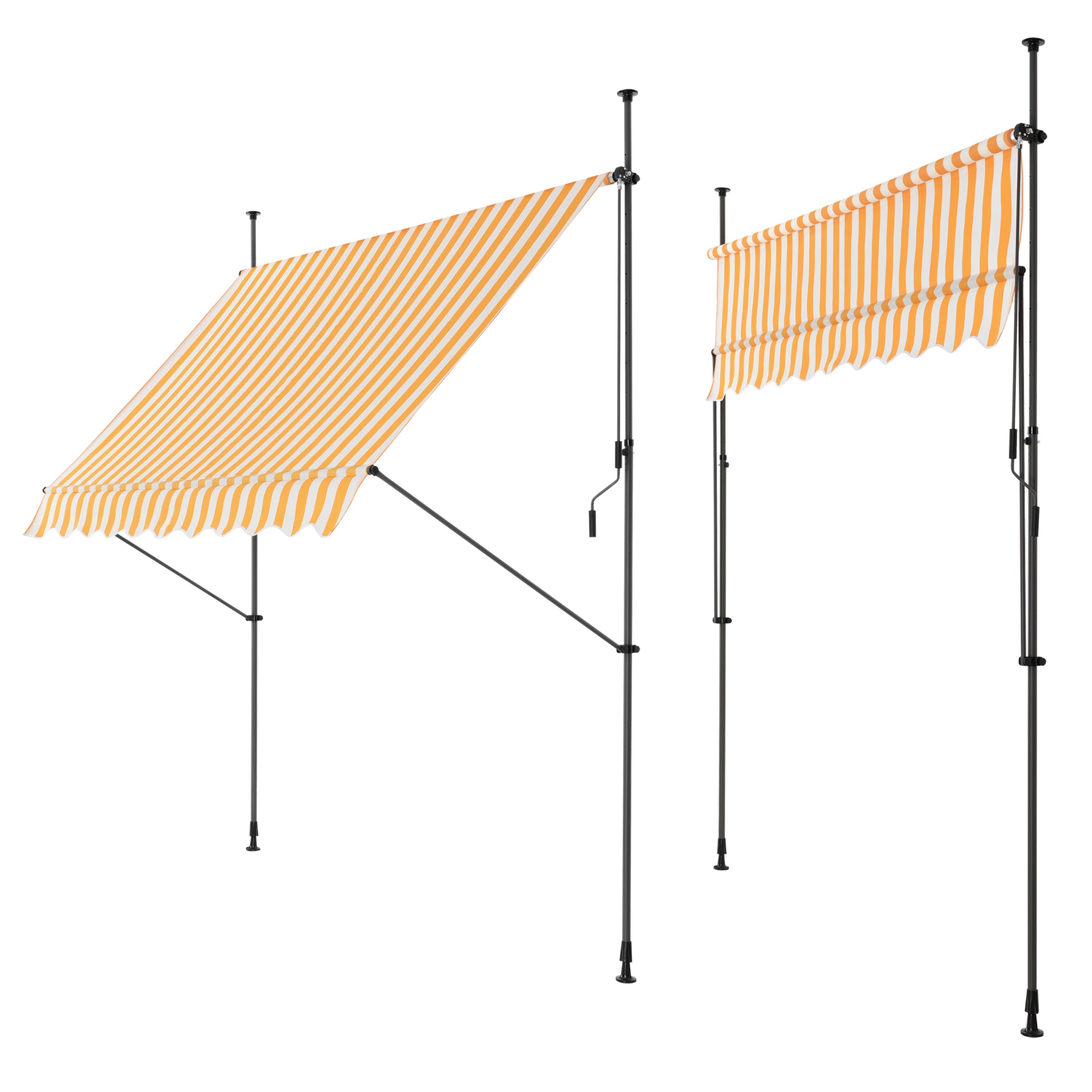foto del prodotto tenda telescopica in acciaio poliestere 250 x 120 x 200 300 cm giallo bianco 03 0008328