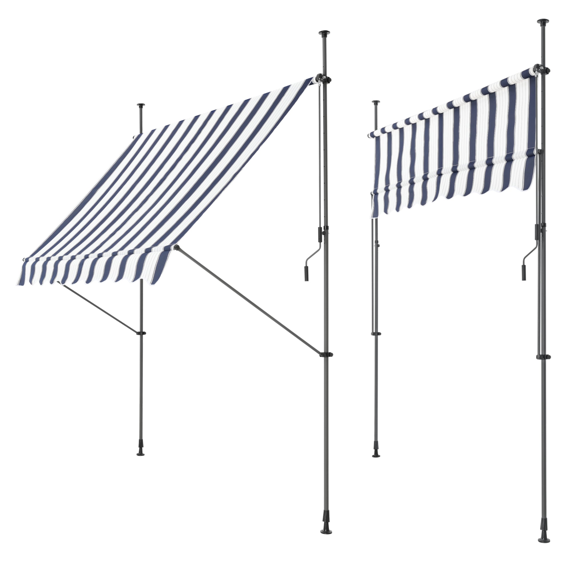 foto del prodotto tenda telescopica in acciaio poliestere 400 x 120 x 200 300 cm blu scuro bianco 03 0008344