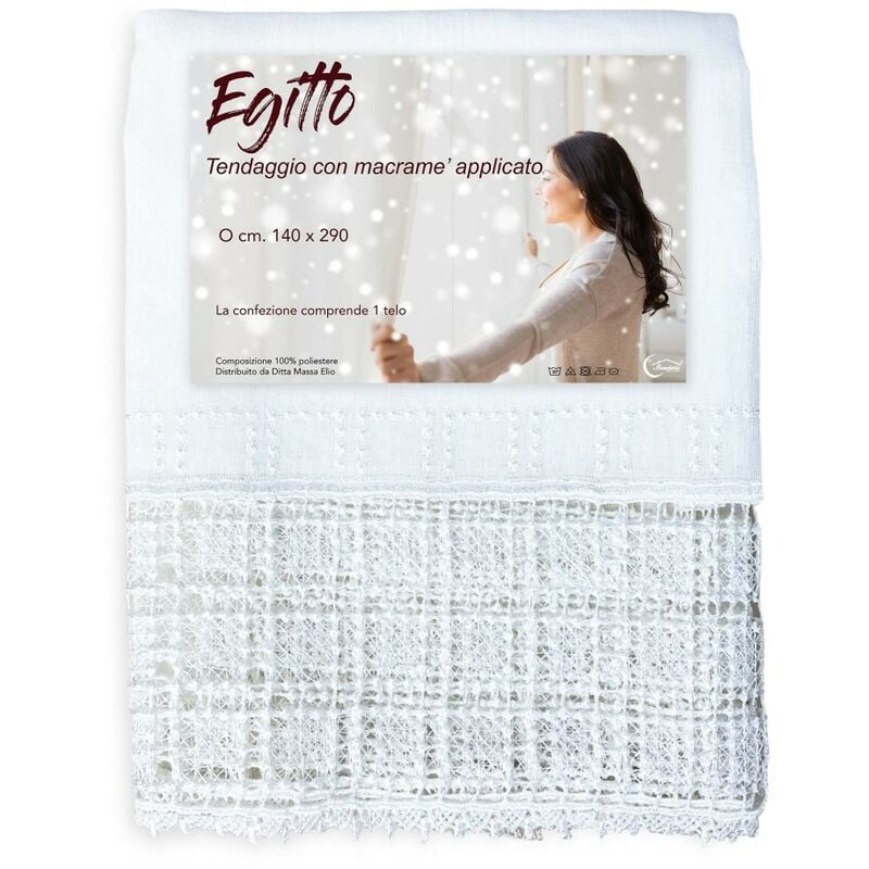 foto del prodotto tenda tendaggio egitto con pizzo macram bianco cm. 140x290