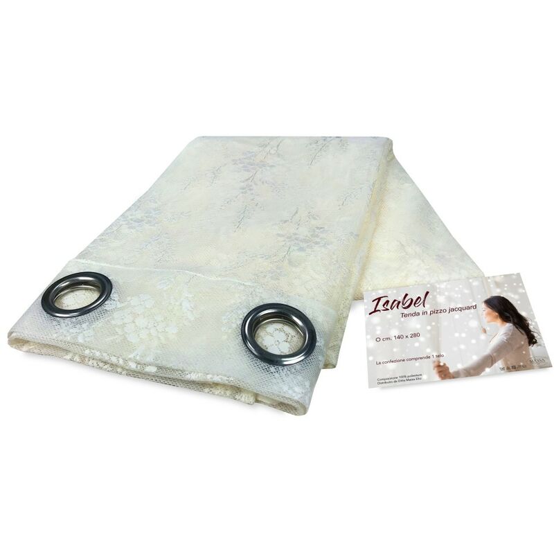 foto del prodotto tenda tendaggio isabel panna cm. 140x280 confezionata in pizzo jacquard