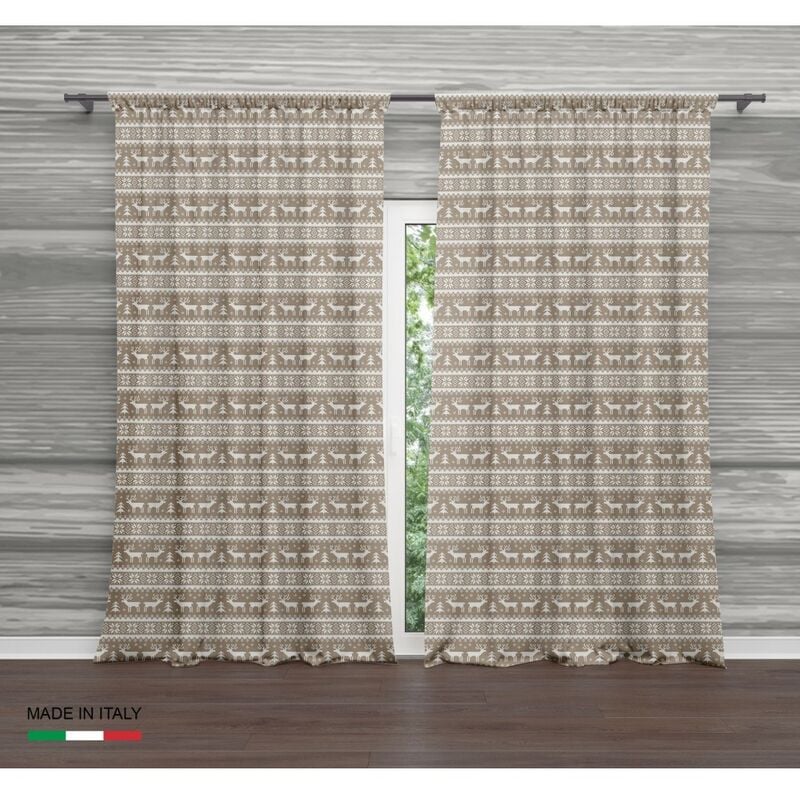 foto del prodotto tenda tirolese beige maglia cm.160x300 confezionata made in italy misto lino