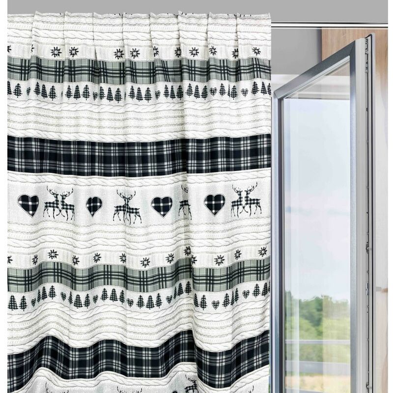 foto del prodotto tenda tirolese coassolo grigio in stile montanaro cm. 150x280 made in italy