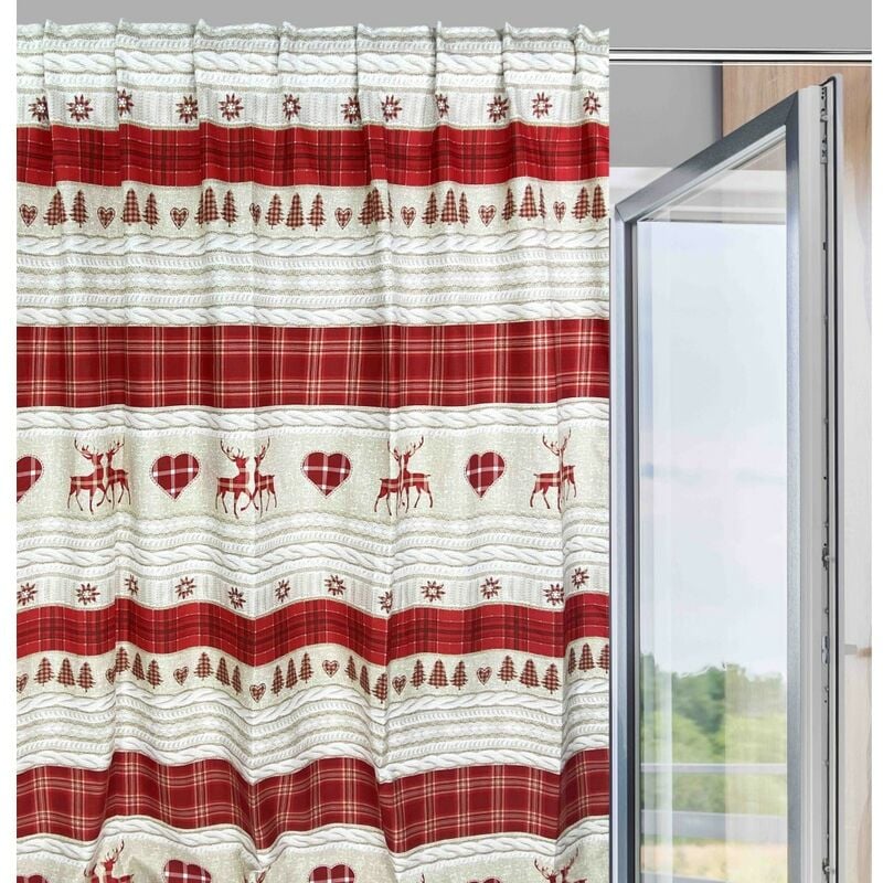 foto del prodotto tenda tirolese coassolo rosso in stile montanaro cm. 150x280 made in italy