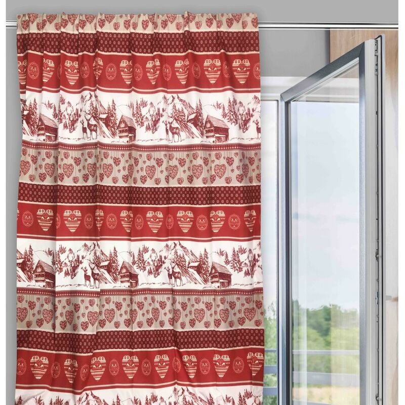 foto del prodotto tenda tirolese rossa in stile montanaro cm. 180x280 made in italy