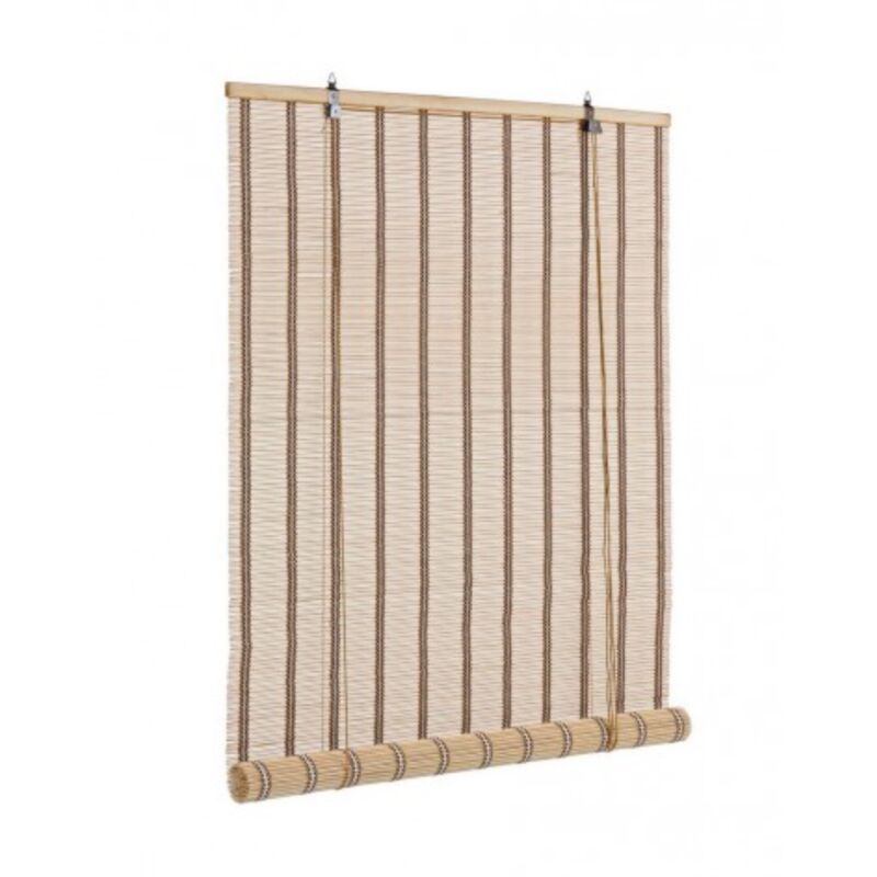 foto del prodotto tenda tolosa marrone in bamboo, barre in legno e filo di poliestere copertura 75 120x260h
