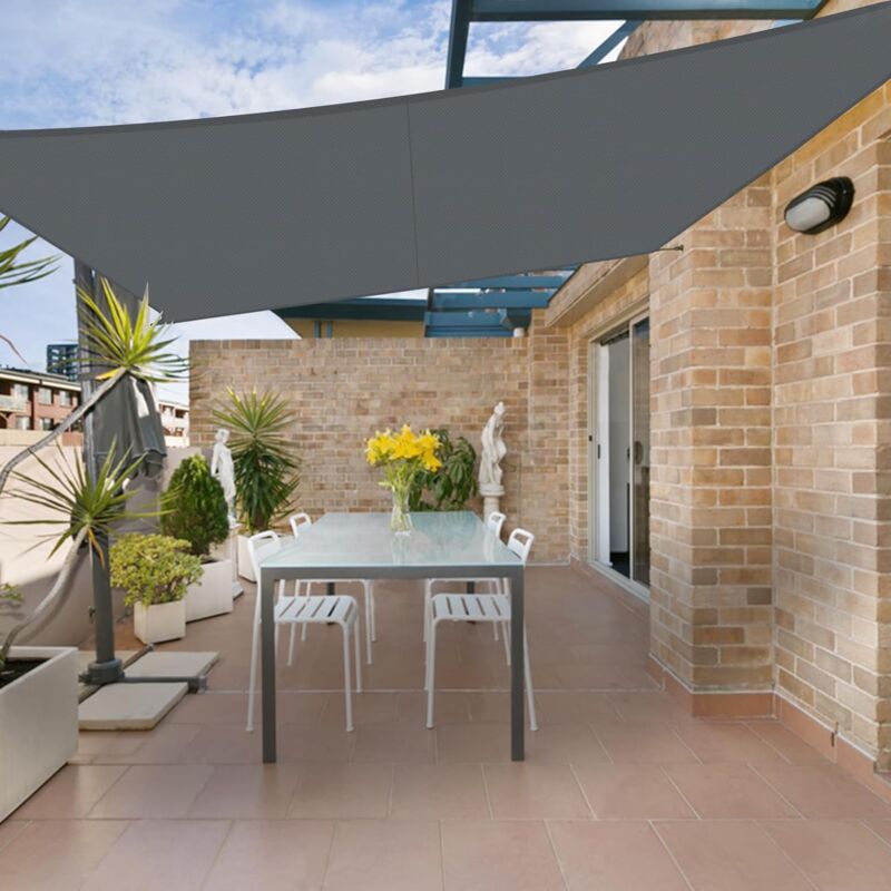 foto del prodotto tenda vela ombreggiante rettangolare, telo parasole in pes resistente all acqua, protezione uv per giardino, patio, balcone, terrazza, esterno
