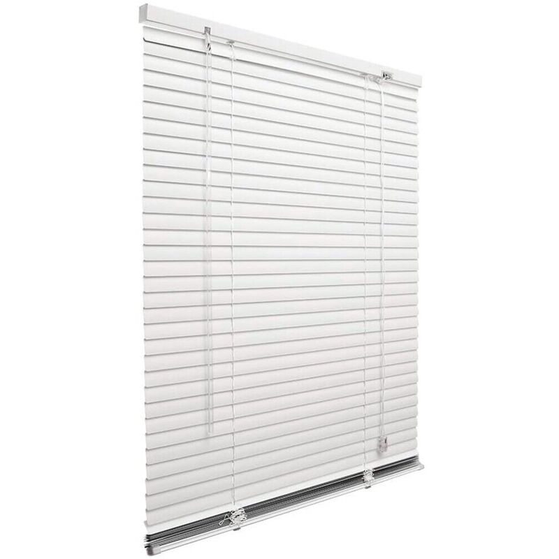 foto del prodotto tenda veneziana alluminio a muro bianca lamelle inclinabili 25 mm parasole finestre porte 80x180 cm