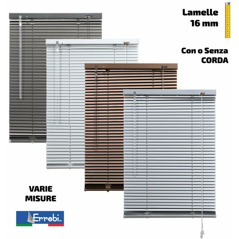 foto del prodotto tenda veneziana alluminio lamelle 16 mm corde veneziane finestre parasole errebi dimensioni 60 x 130 cm colore bianco senza corda