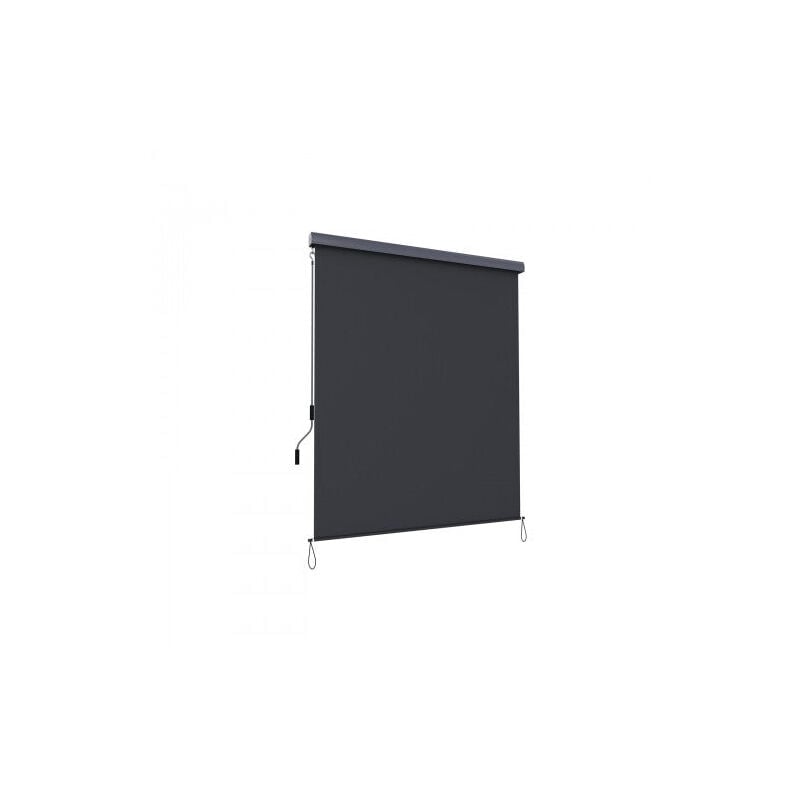 foto del prodotto tenda verticale per balcone terrazza con cassonetto grigio, schermo per interni o esterni, parasole, schermo impermeabile in grigio scuro