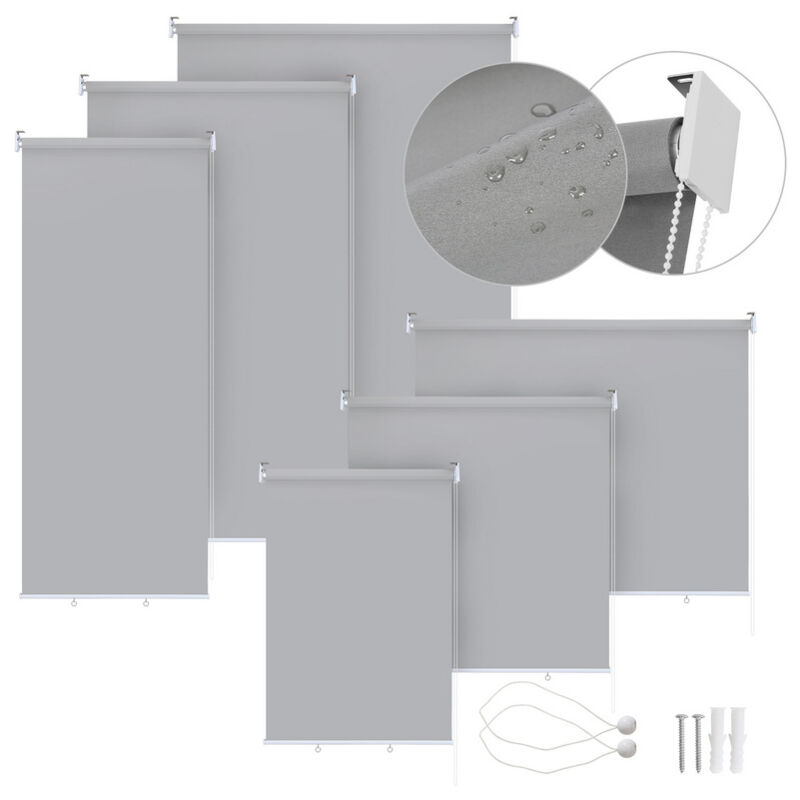foto del prodotto tenda verticale tenda da esterno per balcone tenda a rullo schermo retrattile da esterno protezione solare 140x140cm grigio