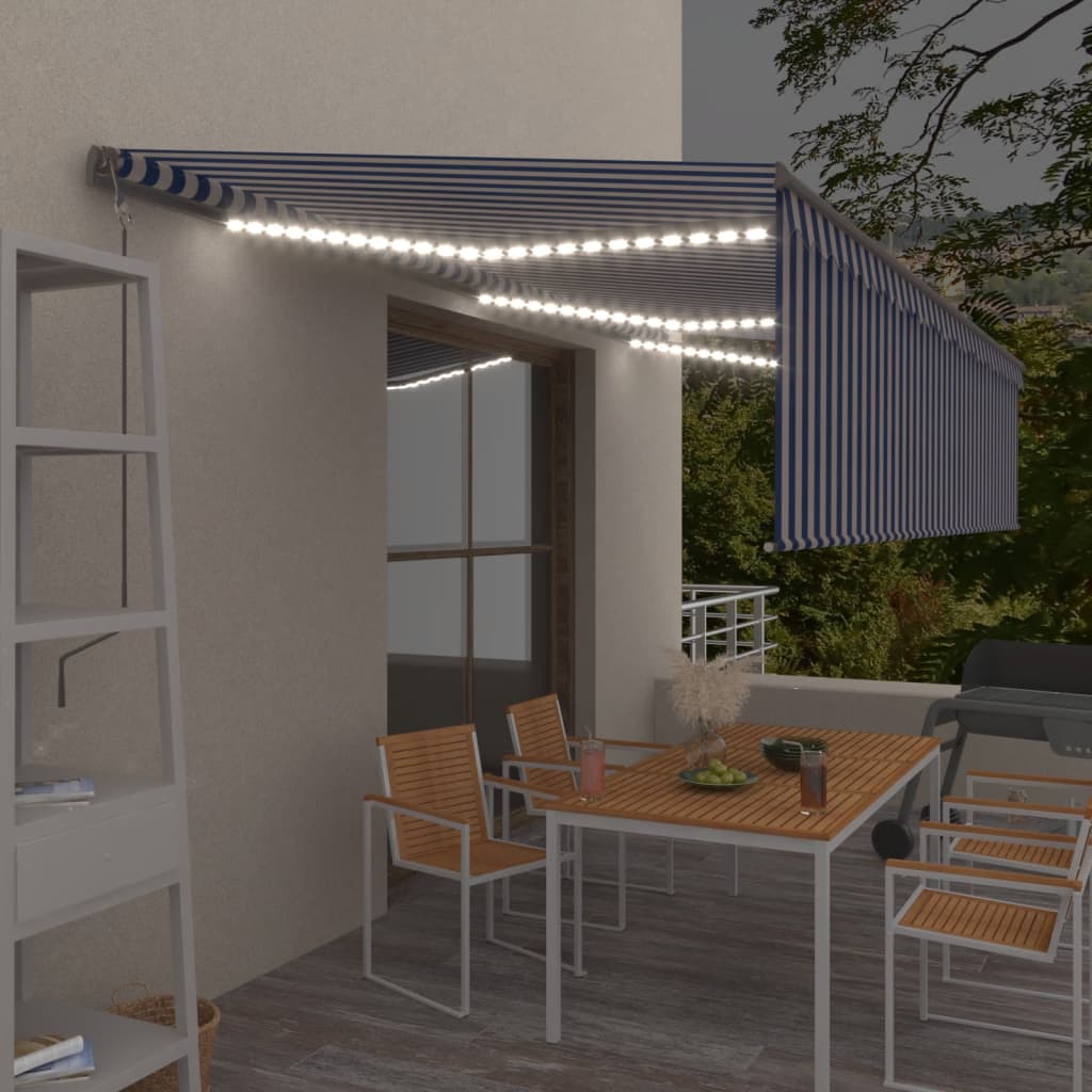foto del prodotto tendaautomatica parasole sensore vento led 6x3m blu biancacod mxl 120583