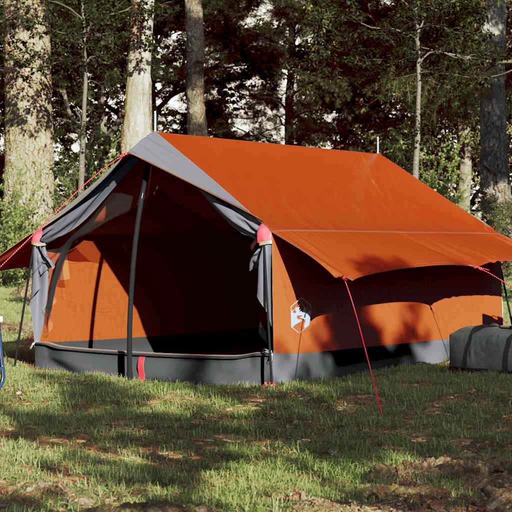 foto del prodotto tendada campeggio 2 persone grigio e arancione impermeabilecod mxl 111563