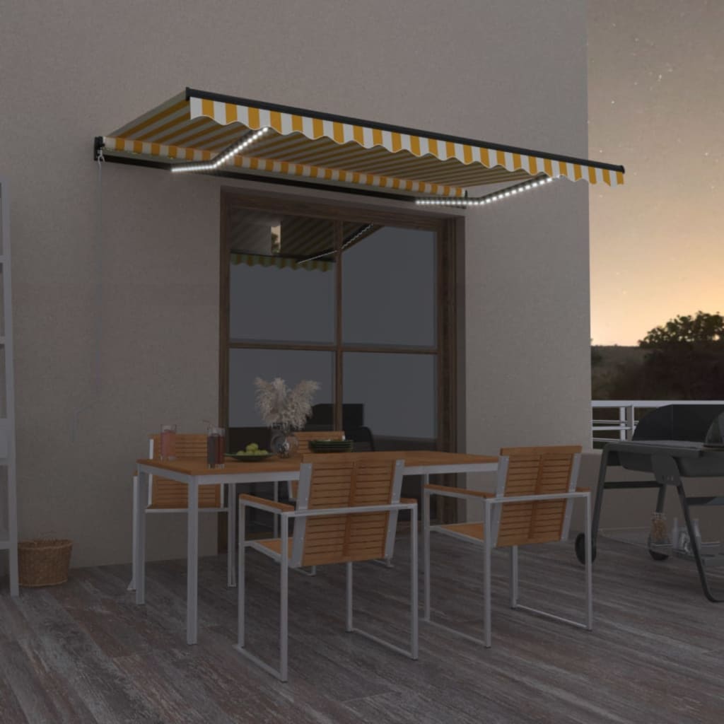 foto del prodotto tendada sole retrattile manuale led 450x350 cm giallo biancocod mxl 96640