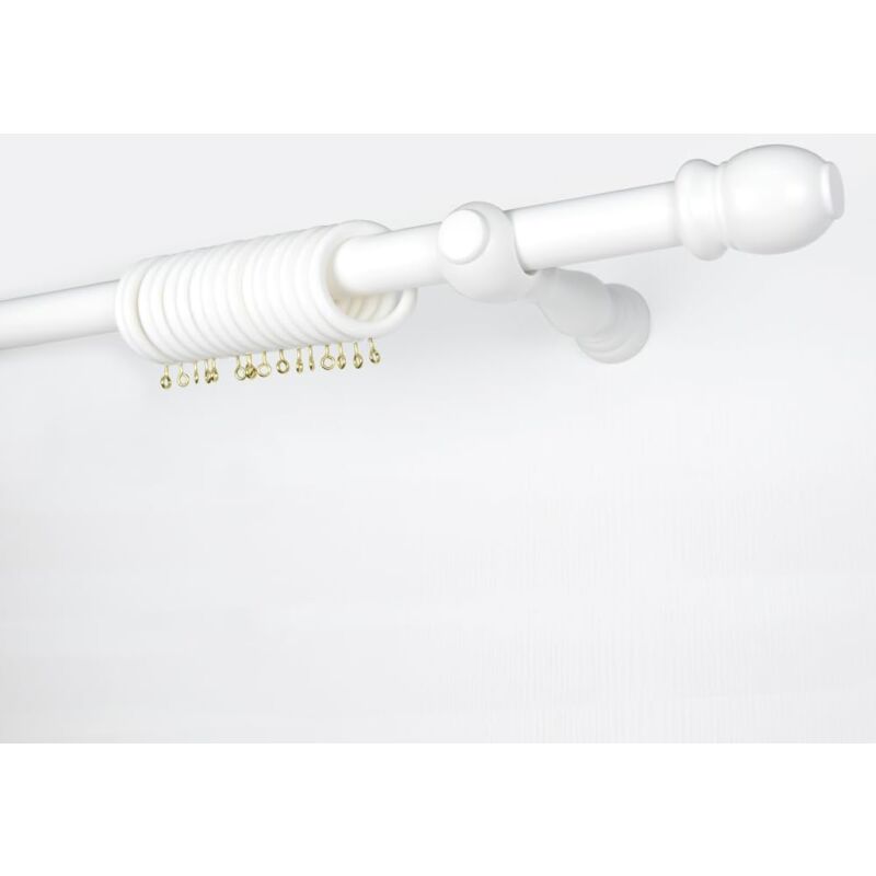 foto del prodotto tendaggimania bastone tenda in legno diametro 35 mm, movimento manuale, completo di tutti gli accessori, color bianco 200 cm