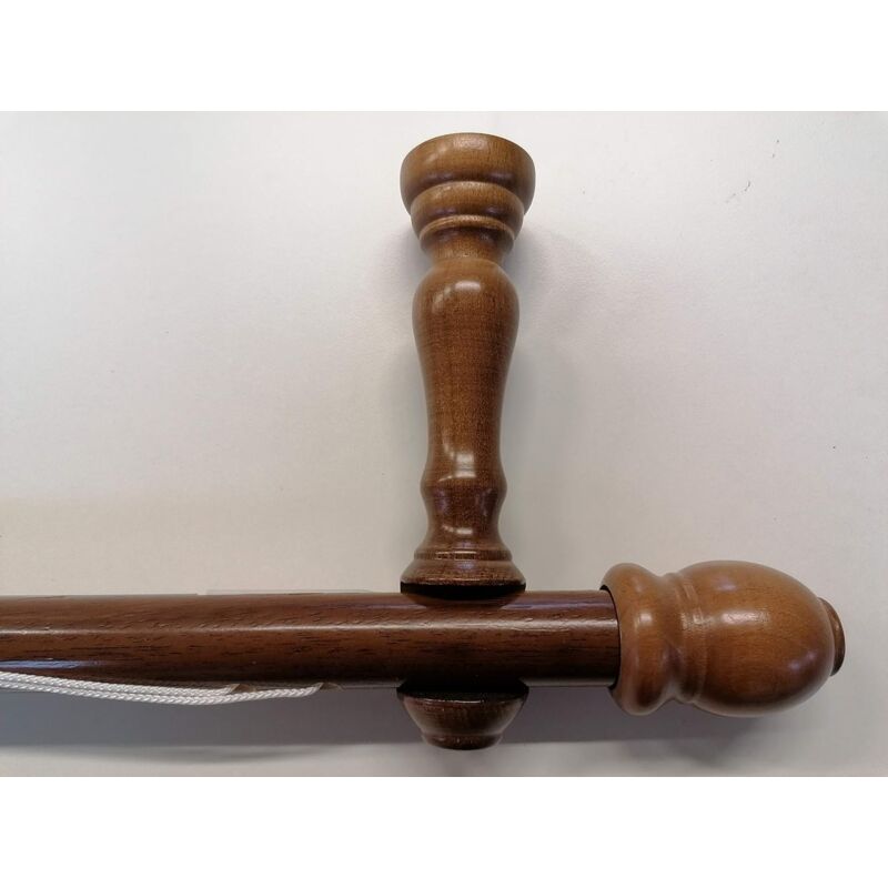 foto del prodotto tendaggimania bastone tenda movimento a corda, in legno diametro 35 mm, completo di tutti gli accessori, color olmo 160 cm