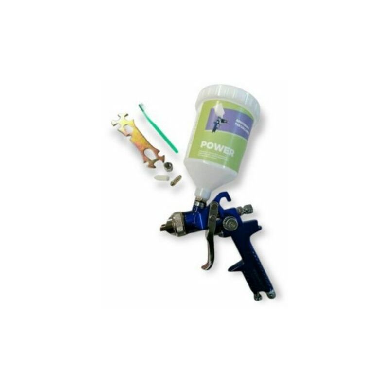foto del prodotto tendaggimania pistola power aerografo ad aria per colla a spruzzo vernice per compressore ugello 2.5, completa di kit per la manutenzione