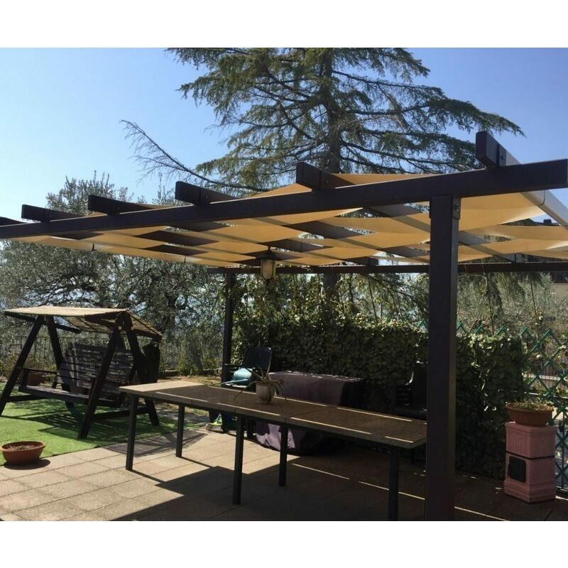 foto del prodotto tendaggimania teli fasce in pvc da 650 gr m2 per copertura di strutture, pergole, gazebo 50 x 400 cm, beige 
