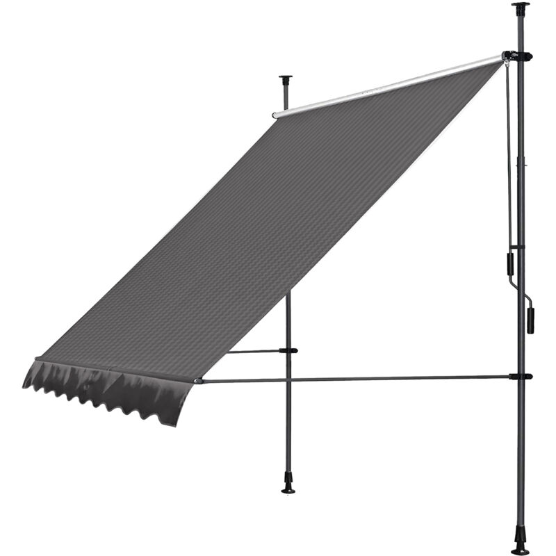 foto del prodotto tendalino a morsetto 250 x 130 cm vetrina manuale terrazza per giardino per esterni balcone grigio