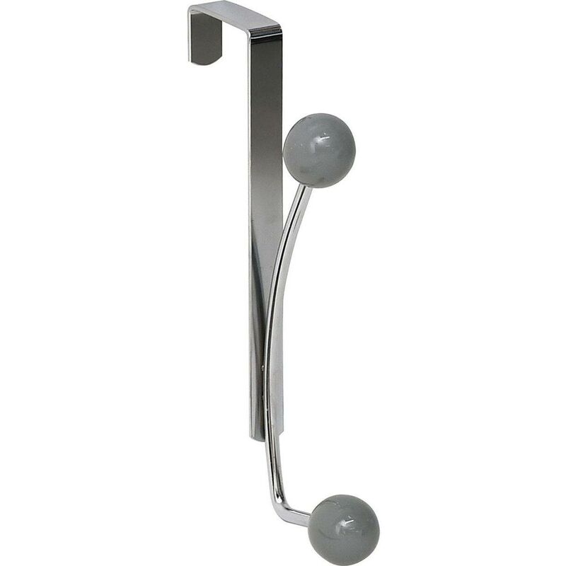 foto del prodotto tendance appendiabiti in metallo 2 ganci in ceramica grigio cromo