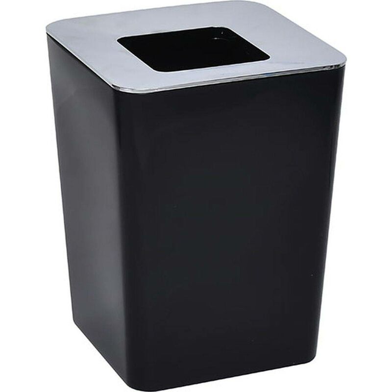 foto del prodotto tendance bidone quadrato in pp con coperchio cromato 6l nero