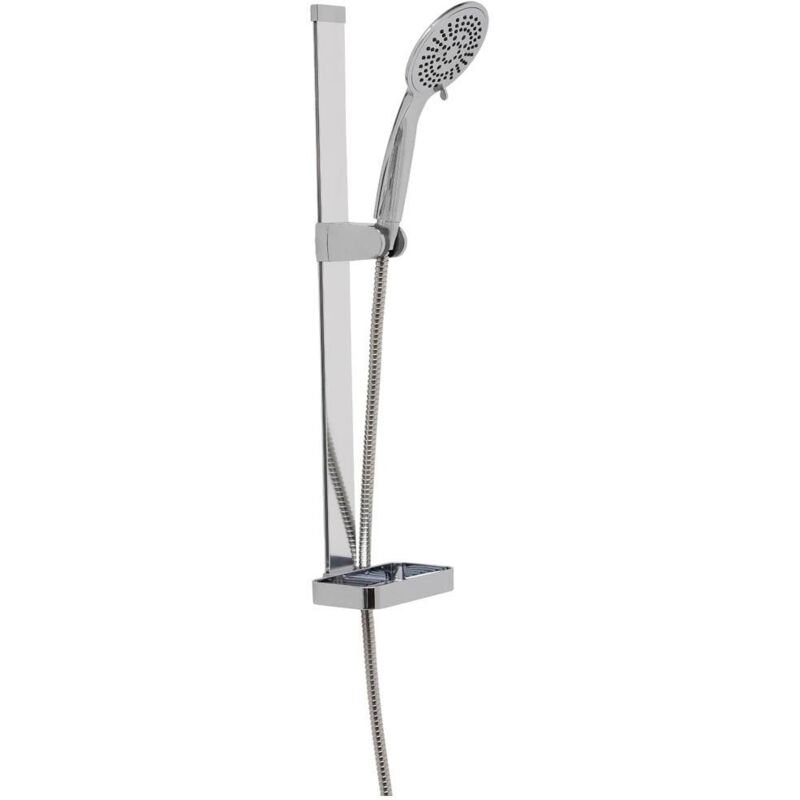 foto del prodotto tendance colonna design da fissare o con adesivo doccetta 3m 5 funzioni flessibile 150cm portasapone asta in alluminio cromo