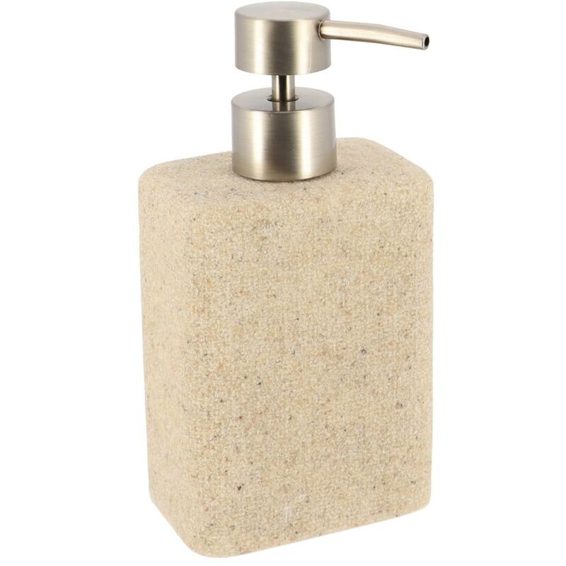 foto del prodotto tendance dispenser di sapone in poliresina rettangolare effetto sabbia 360 ml naturale