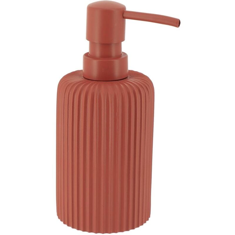 foto del prodotto tendance - dispenser di sapone rotondo in poliresina a righe 230 ml - terracotta