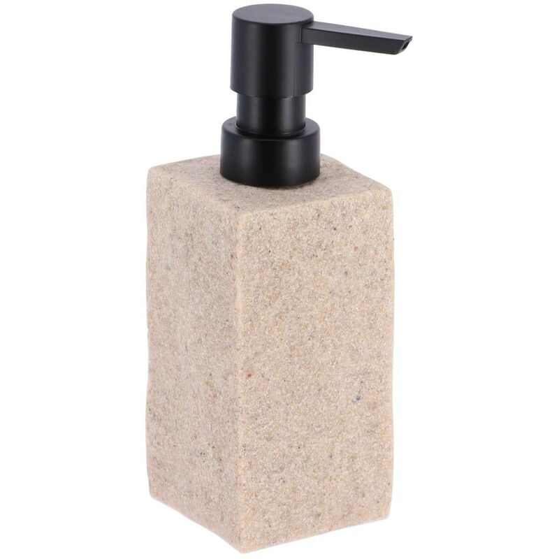 foto del prodotto tendance distributore di sapone 260 ml in poliresina quadrato effetto pietra pompa nero opaco naturale