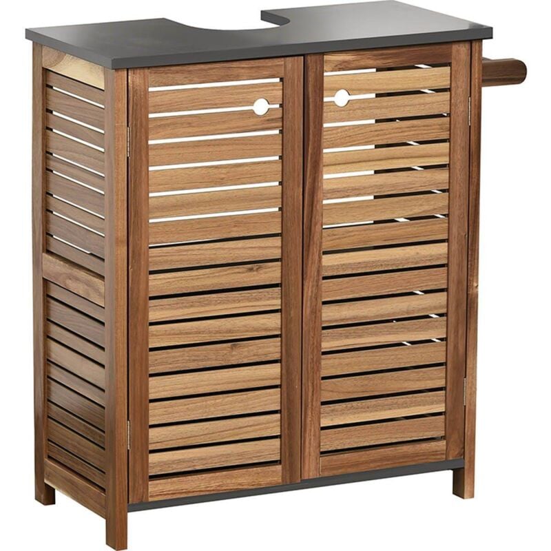 foto del prodotto tendance mobile sotto lavabo in acacia e mdf 2 ante 1 ripiano interno portasciugamani intergre element