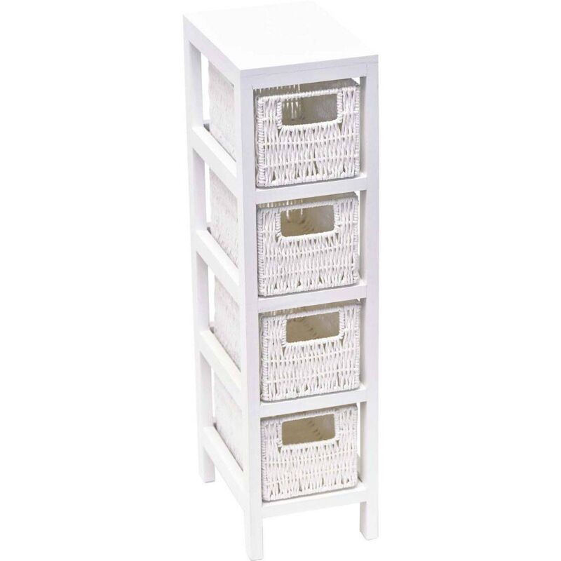 foto del prodotto tendance mobili in mdf bianco 4 cestini trecce di carta bianco