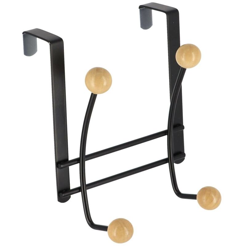 foto del prodotto tendance piolo in metallo con 4 ganci in legno legno nero