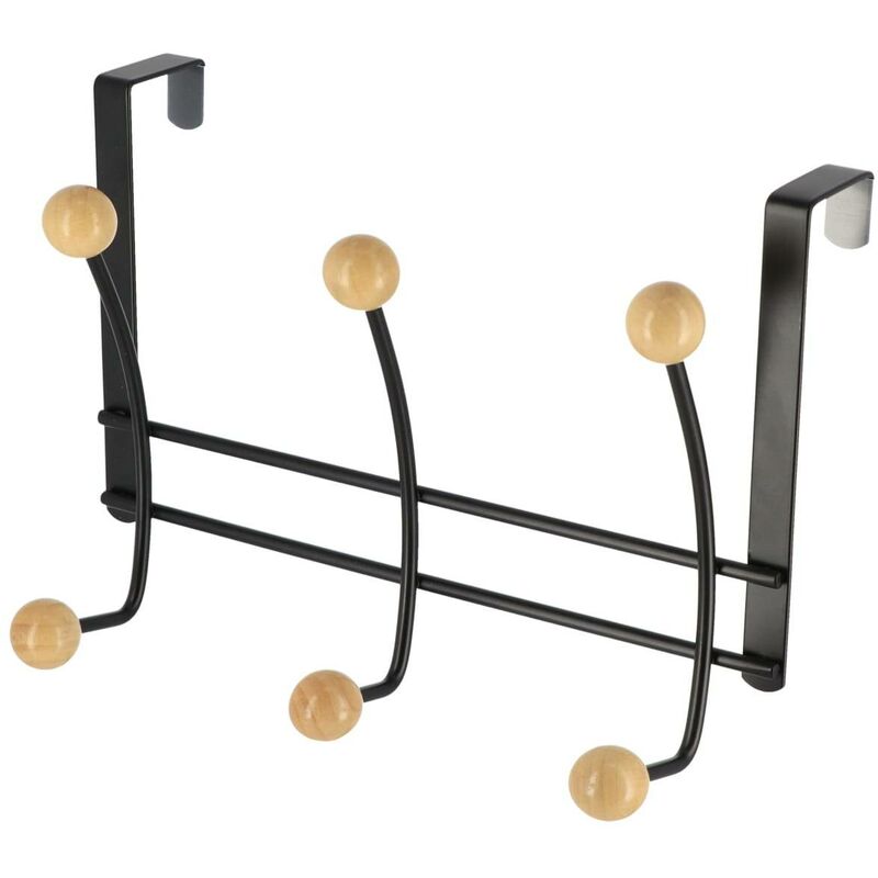 foto del prodotto tendance piolo in metallo con 6 ganci in legno legno nero