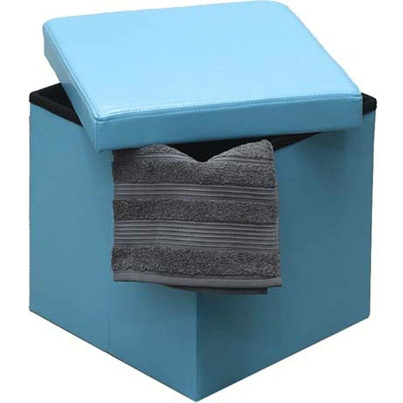 foto del prodotto tendance pouf contenitore pieghevole pu mdf uni turchese